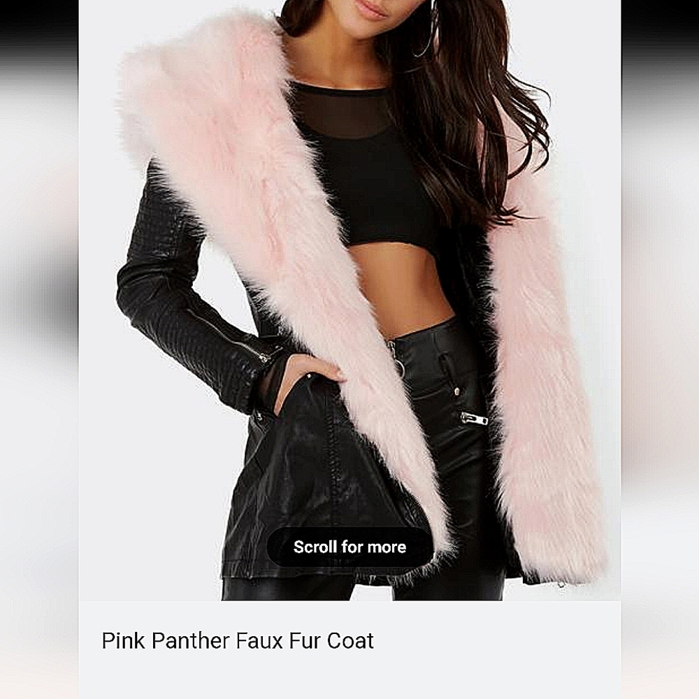 Beula "PinkPanther" Large Winter jacket 100% vegan (faux fur & simili leather)